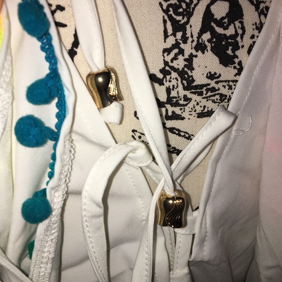 White Halter Tassel Detail Lace Up Back Top... - Picture 6 of 7